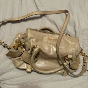 Miu Miu Cream Leather Shoulder Bag
